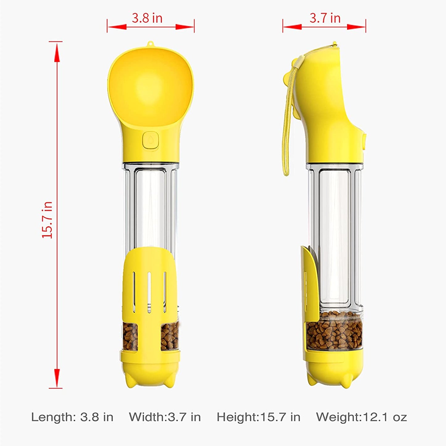 Dog Water Bottle Dispenser Portable Dog Water Bottle for Dogs Dog Travel Water Bottles for Walking with Drinking Feeder and Food Container Drinking Feeder for Pets Outdoor Hiking (Yellow)